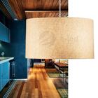 Lustre Pendente Cúpula De Tecido Palha Crua |tam: Ø 35x20